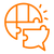 Orangefarbene Linienzeichnung eines Puzzleteils, das in eine runde Form mit Linienmuster eingefügt wird. Insgesamt soll die Form eine Sprechblase darstellen