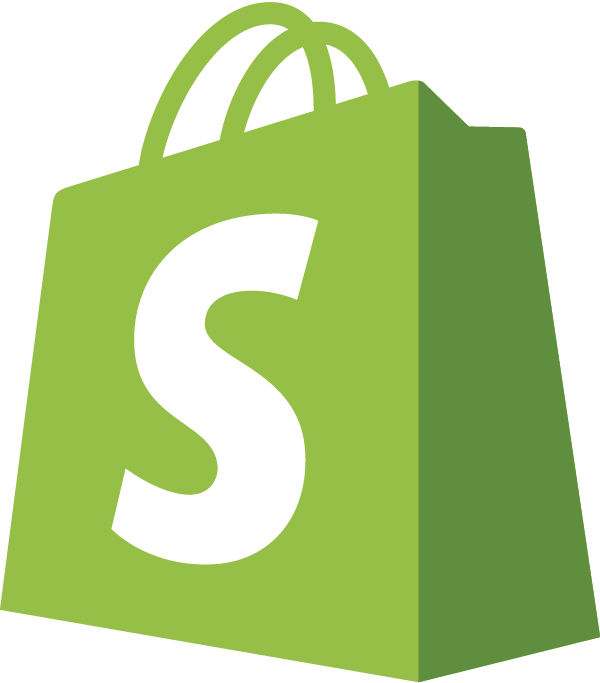 Grüne Einkaufstüte mit weißem S. Logo von Shopify 